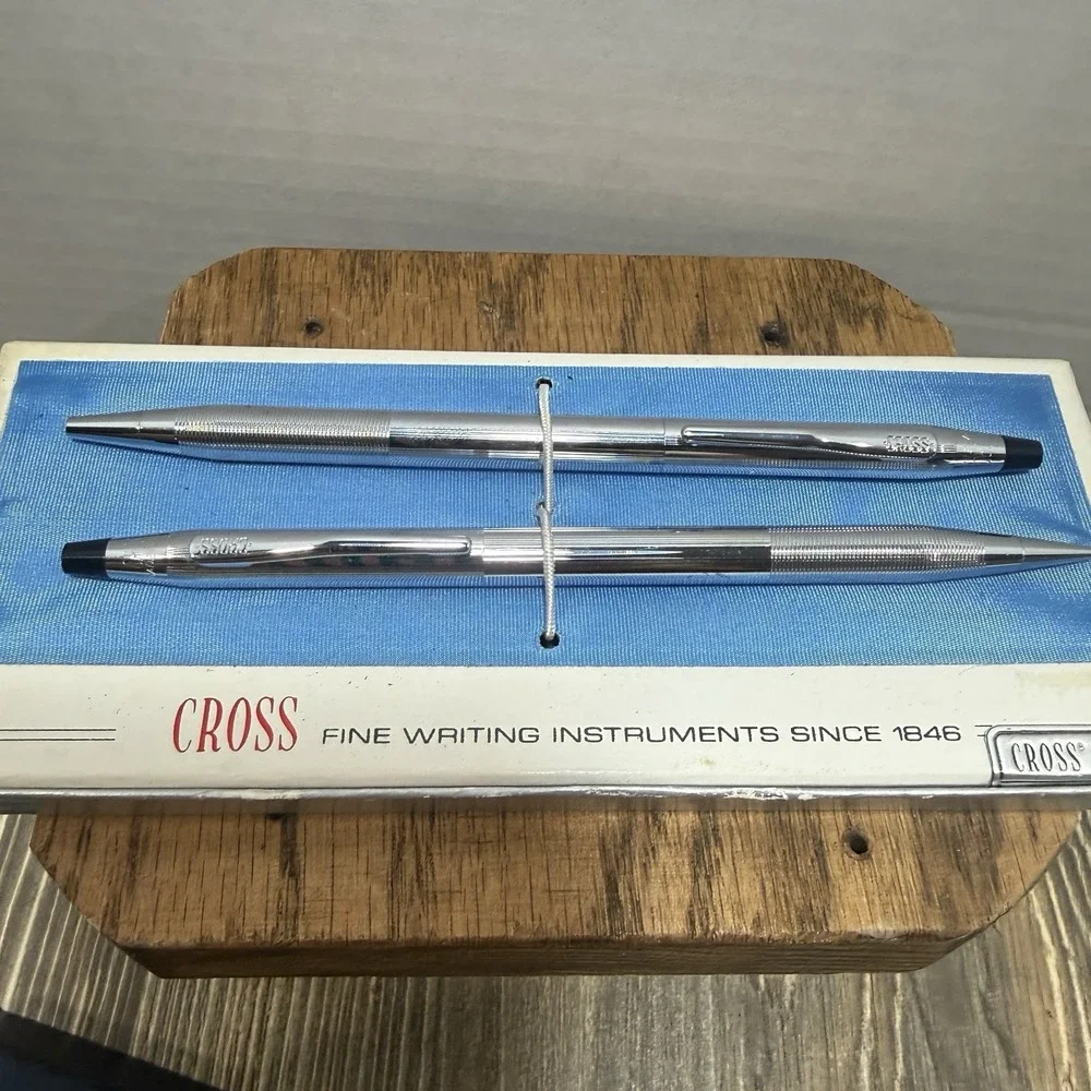 Vintage Cross Century Chrome Pen & Pencil Set 3501 in Box